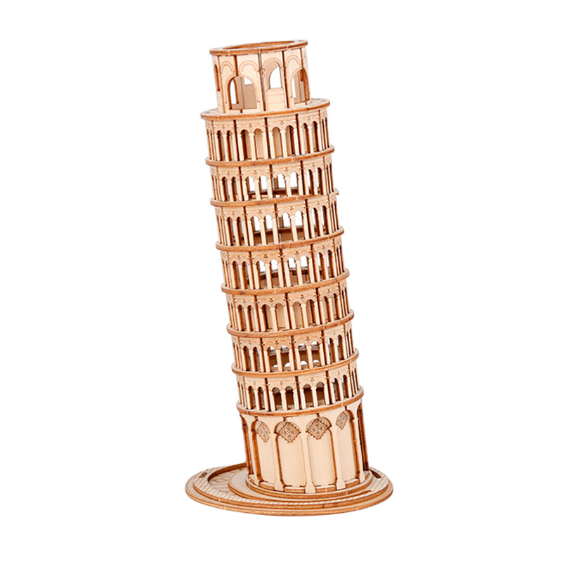 Torre inclinada de pizza difícil ensamblada a mano modelo 3D tridimensional a gran escala edificio antiguo niños juguetes de rompecabezas de alta dificultad