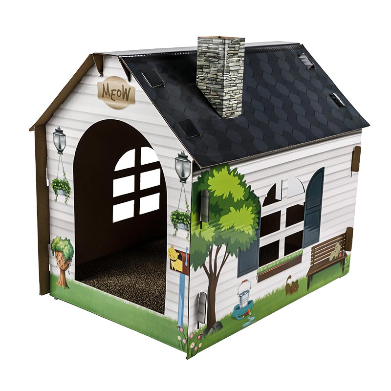 Casa para gatos con diseño forestal Castillo de cartón para gatos con rascador Centro de actividades de Jungle Gym para gatos Caja nido con camas de interior para gatitos