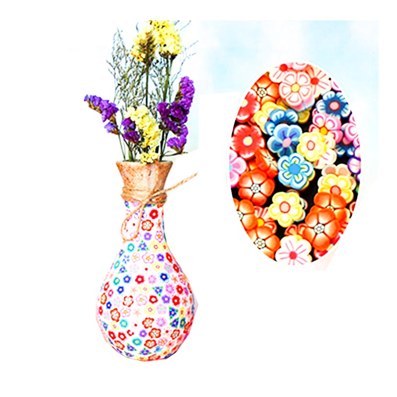 Florero artesanal de arcilla polimérica Estilo mosaico Floral Sonrisa Diseño de frutas de Navidad Regalo creativo Decoración para el hogar Tamaño pequeño grande Flor artificial Flor fresca