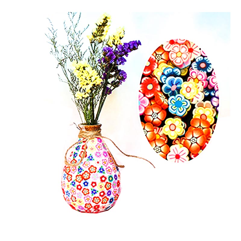 Florero artesanal de arcilla polimérica Estilo mosaico Floral Sonrisa Diseño de frutas de Navidad Regalo creativo Decoración para el hogar Tamaño pequeño grande Flor artificial Flor fresca