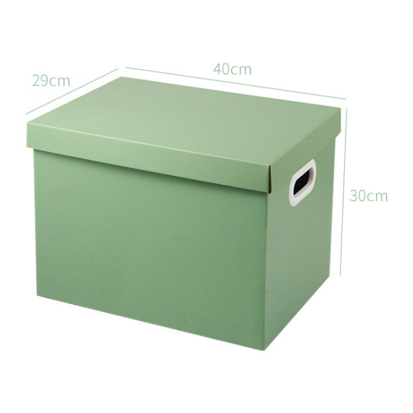 Caja Bankers color Verde Té con tapa elevable y asas protectoras caja de almacenaje de papel kraft reciclable de diferentes medidas