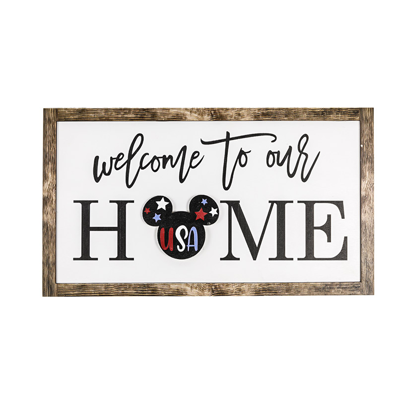 Tablero Colgante de Madera-Mickey & Home