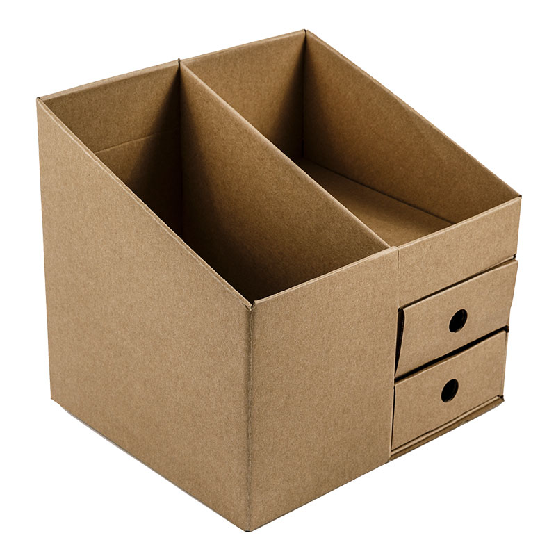 Caja de almacenamiento de escritorio multifuncional papel kraft ecológico color natural