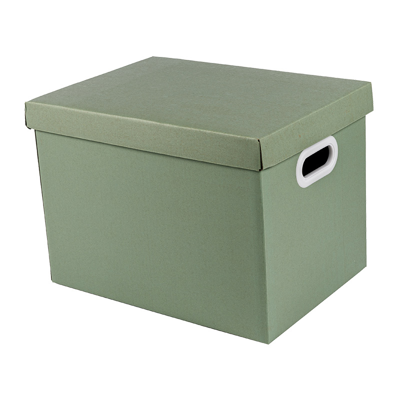 Caja Bankers color Verde Té con tapa elevable y asas protectoras caja de almacenaje de papel kraft reciclable de diferentes medidas