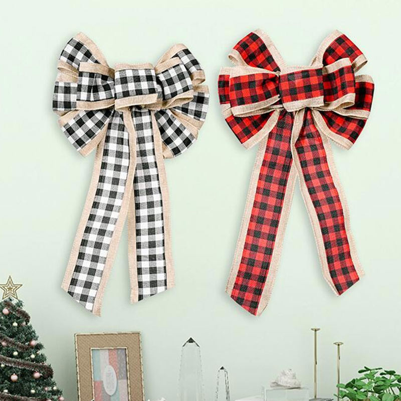 Rejilla Bowknot Tamaño grande para decoración de pared de Navidad Color negro y rojo