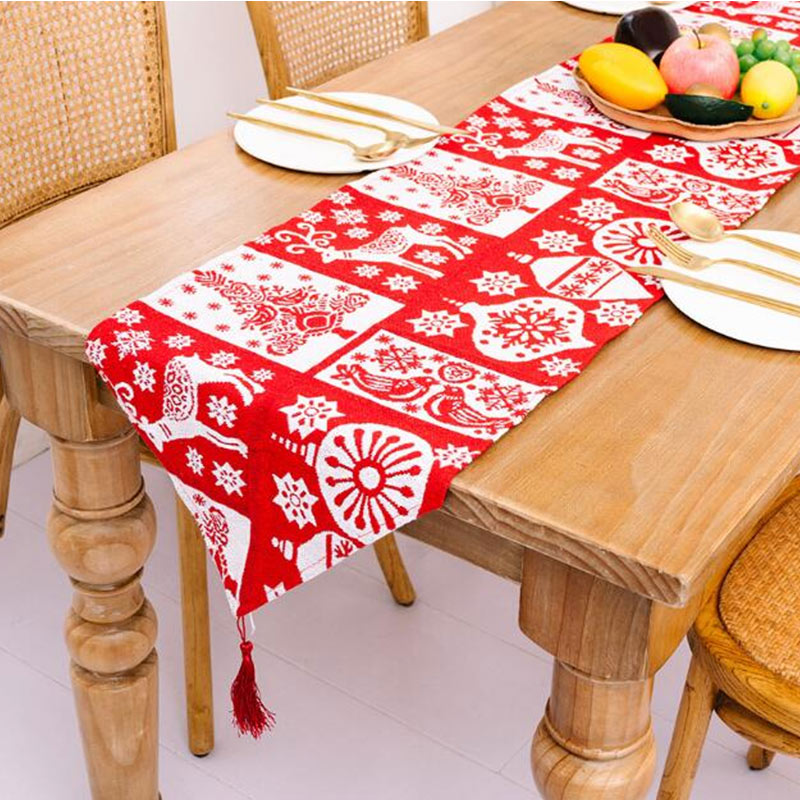 2022 Nuevo estilo Snowflask Table Flag Color rojo y blanco para Navidad