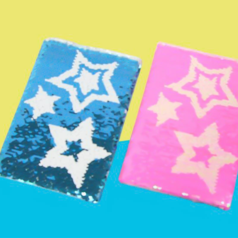 Cuaderno Brillo con Doble Estampado de Estrellas para Niñas