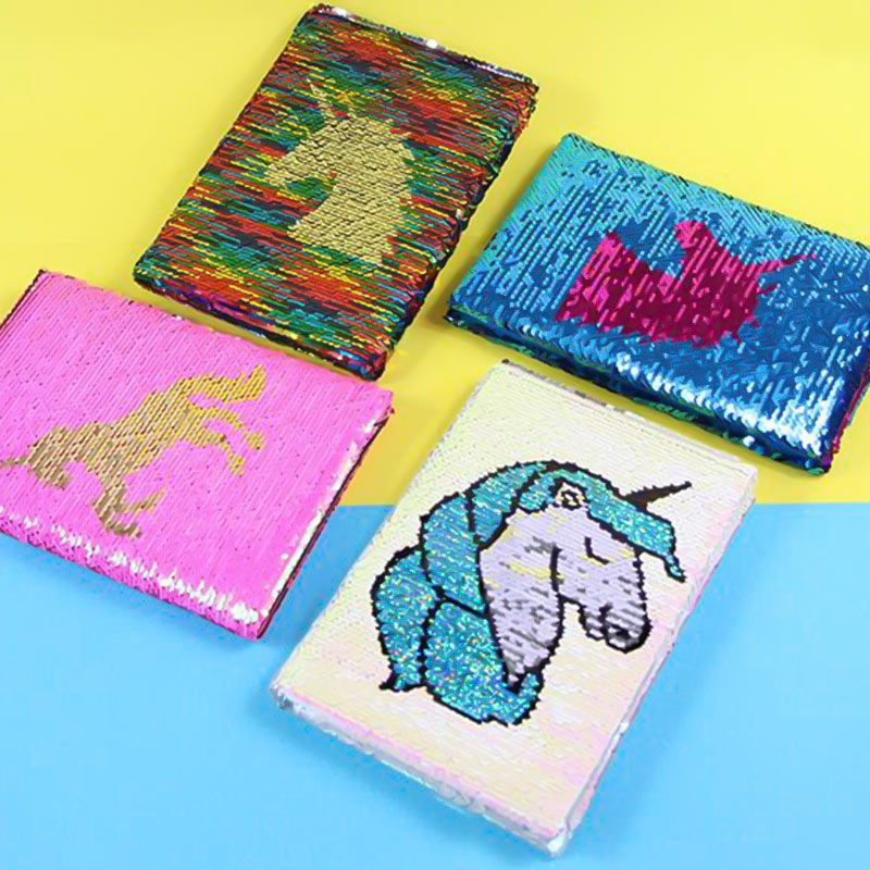 Cuaderno Glitter Doble Impreso con Patrones de Unicornios para Niñas